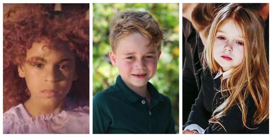 принц Джордж, Блю Айви Картер, Харпер Севен Бекхэм, коллаж, дети знаменитостей