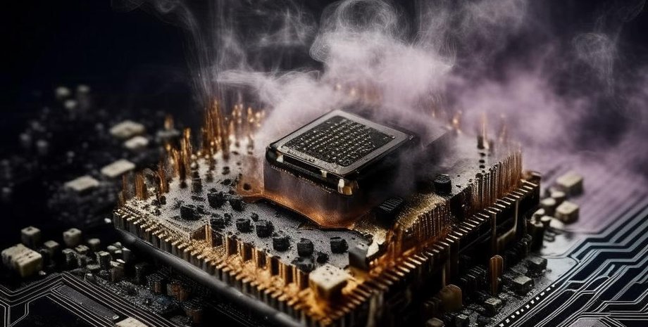 чип, процессор, задымление