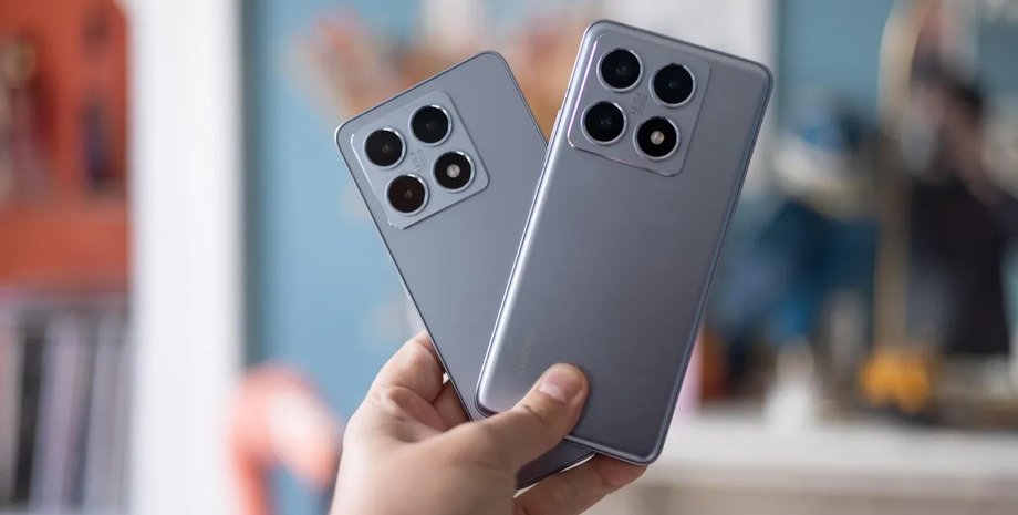 Смартфоны Xiaomi 14T Pro и Xiaomi 14T в руке
