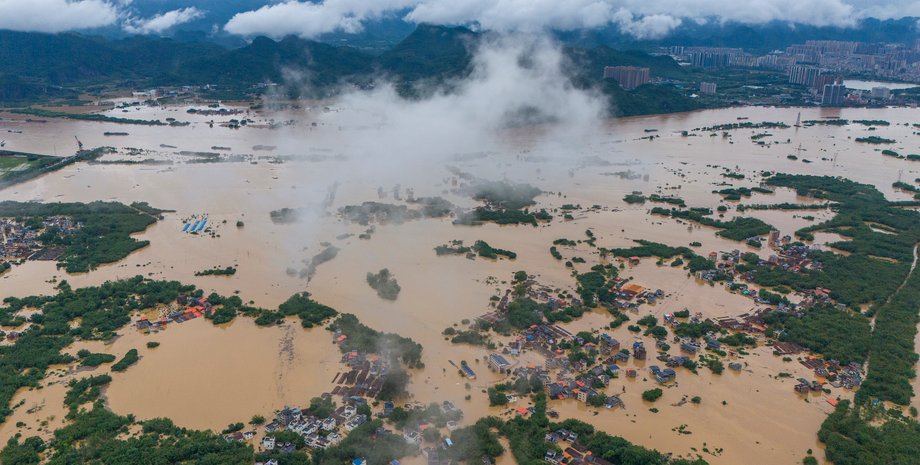 повінь, Китай, річка вийшла з берегів