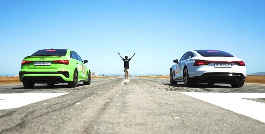 Audi, Audi RS3, Audi E-Tron GT, Гонки, Драг-рейсинг, Заезд, Видео, Седан, Электромобили, Авто, Автомобили