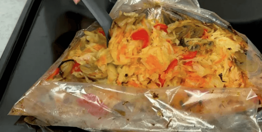 запекание капусты в духовке, рукав для запекания, рецепт, белокочанная капуста