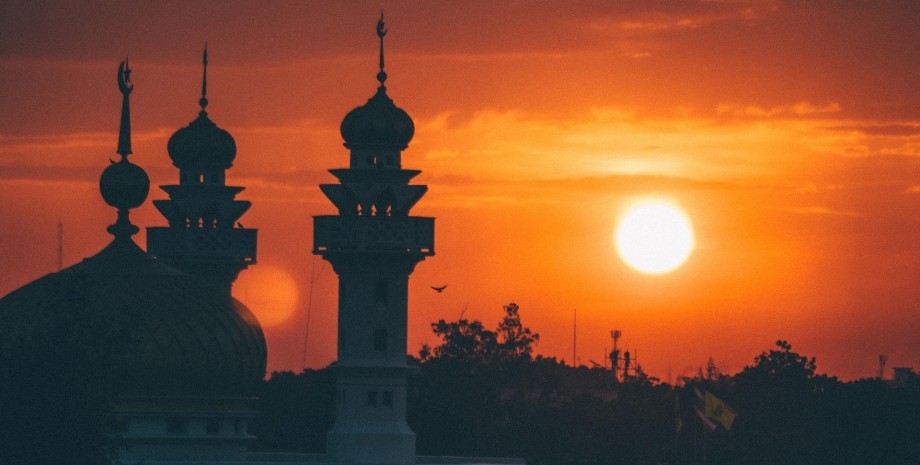 мечеть, захід сонця