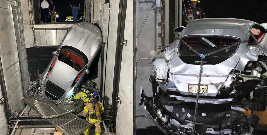 Разбитый суперкар Феррари, Разбитый суперкар, суперкар Феррари, Ferrari Roma, суперкар Ferrari