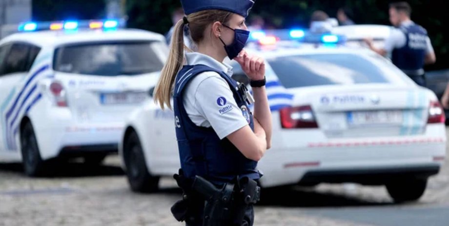 Поліція, поліцейський, машини, вулиця, мигалки, Бельгія