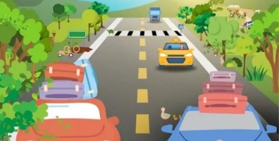 тест на внимательность, головоломка 6 животных на дороге, головоломка, рисунок, рисунок