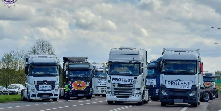 забастовка, перевозчики, Польша, блокирование границы, грузовики