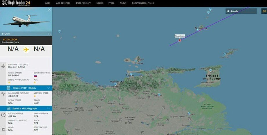 Скриншот с Flightradar24