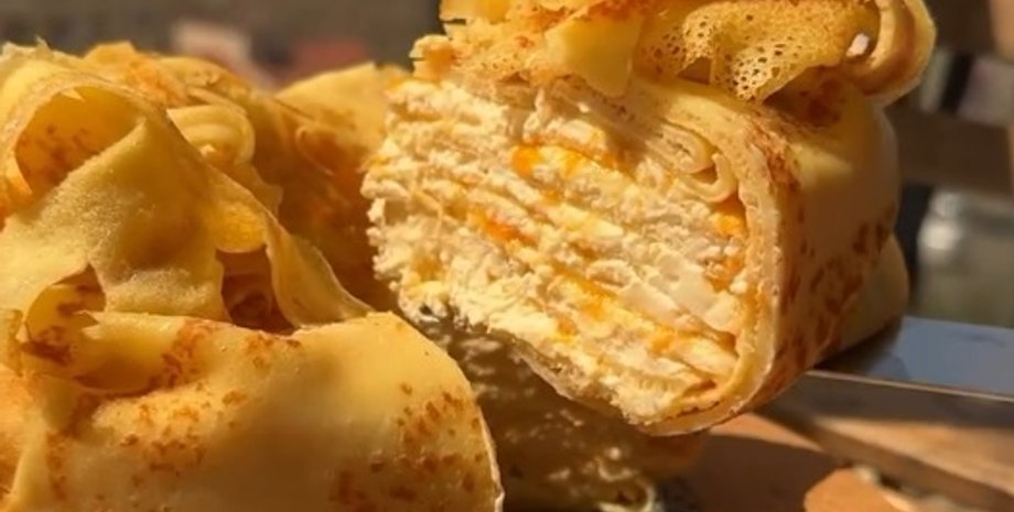 Блинный торт, блинный торт с кремом, блинный торт рецепт