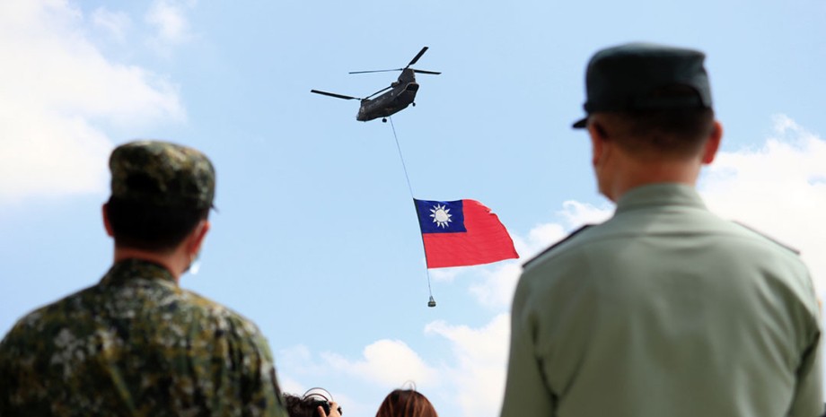 Военные, Тайвань, вертолет, флаг, фото