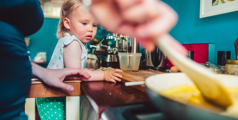 ребенок, кухня, еда, crack eggs