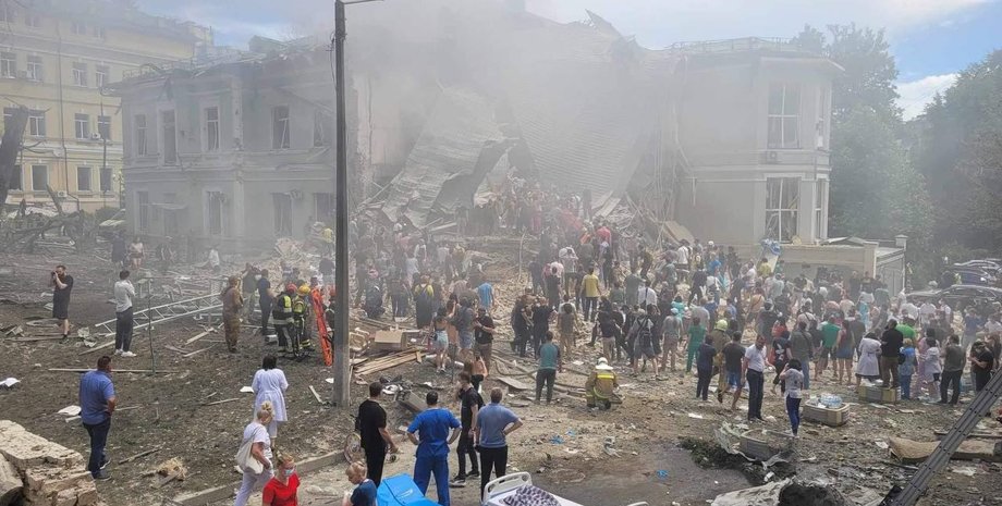 Охматдет разрушения, Охматдет обстрел, Охматдет 8 июля, Охматдет Киев 8 июля, Охматдет ракеты ВС РФ