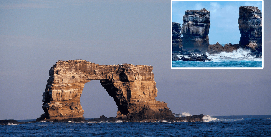 арка дарвина, разрушение, галапагосские острова, фото