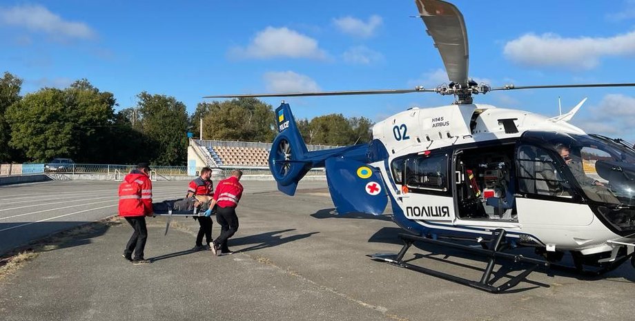 вертолет, пострадавший, погрузка, фото