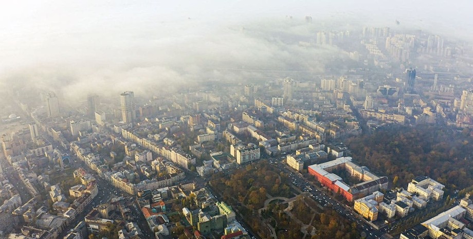 киев, воздух,  туман