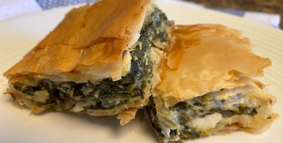 греческая кухня, спанакопита, пирог с зеленью, тесто фило, вкусный рецепт