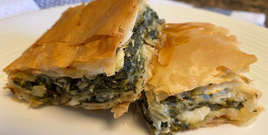греческая кухня, спанакопита, пирог с зеленью, тесто фило, вкусный рецепт