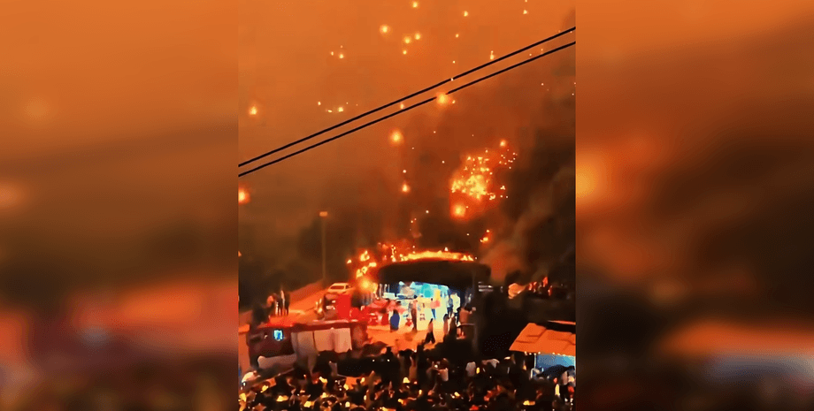 Дрони в Китаї засипали людей вогнем