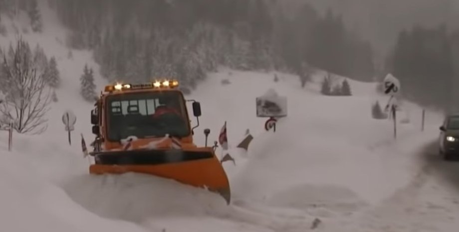 снегопад в Германии, непогода, транспортный коллапс