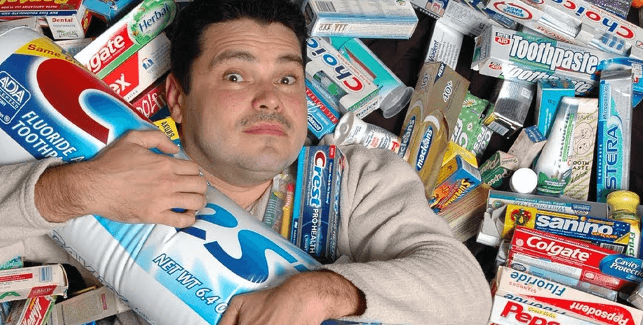 Колекція зубної пасти, зубна паста, стоматолог, рекорд, світовий рекорд, зі смаком васабі, віскі, збирав 22 роки,