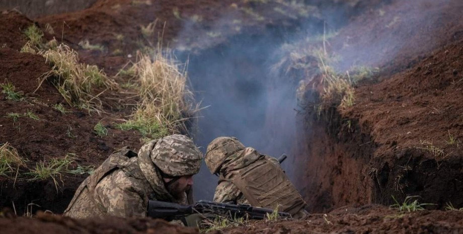 Украинские военные Изображение украинских военных в окопе