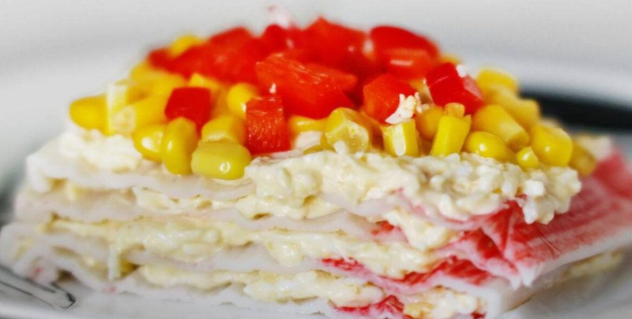 салат с крабовыми палочками, кулинарные рецепты, кухня, еда