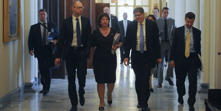 Яценюк, Яресько и Лью в США / Фото пресс-службы Кабмина