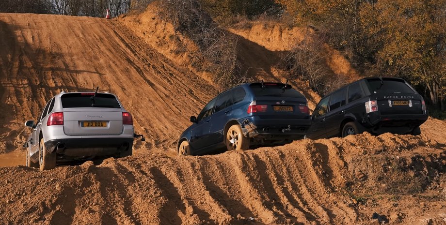 BMW X5, Porsche Cayenne, Range Rover, Кроссоверы, Бездорожье, Гонки, Видео, Внедорожники