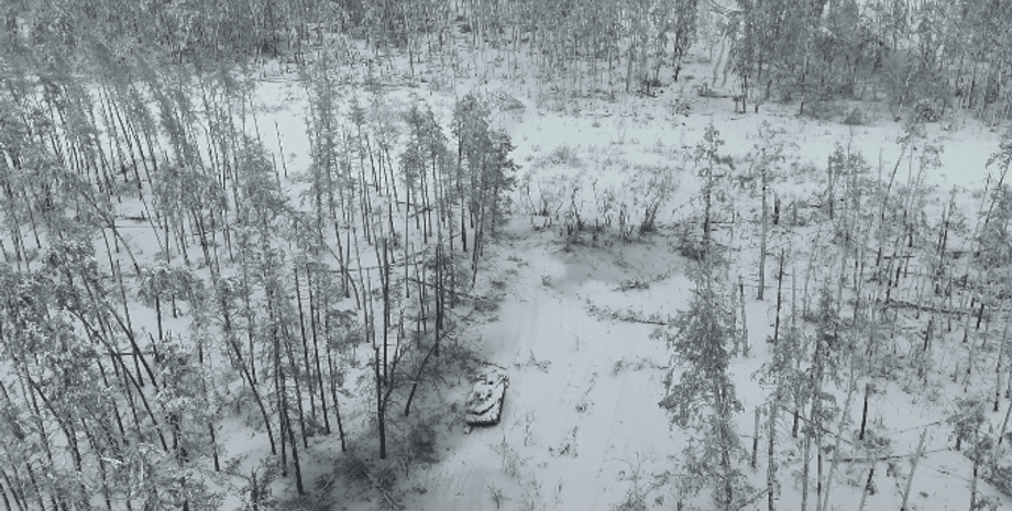 Кременная, бой, танк, лес, снег, снег и война, война зимой