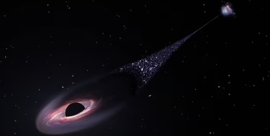 черная дыра, сбежавшая черная дыра, хвост из звезд