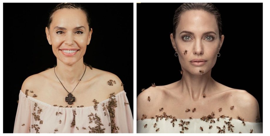 Анджеліна Джолі, Віталіна Ющенко, фотосесія, бджоли, колаж