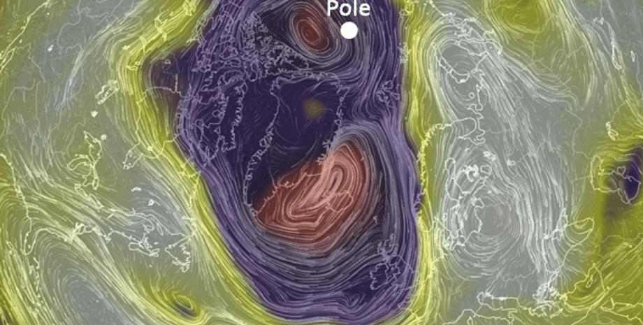 Северный полюс / earth.nullschool.net