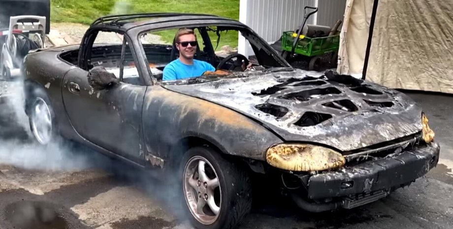Mazda MX5, Mazda MX-5, сгорело авто, сгоревшее авто, Mazda MX-5 Miata