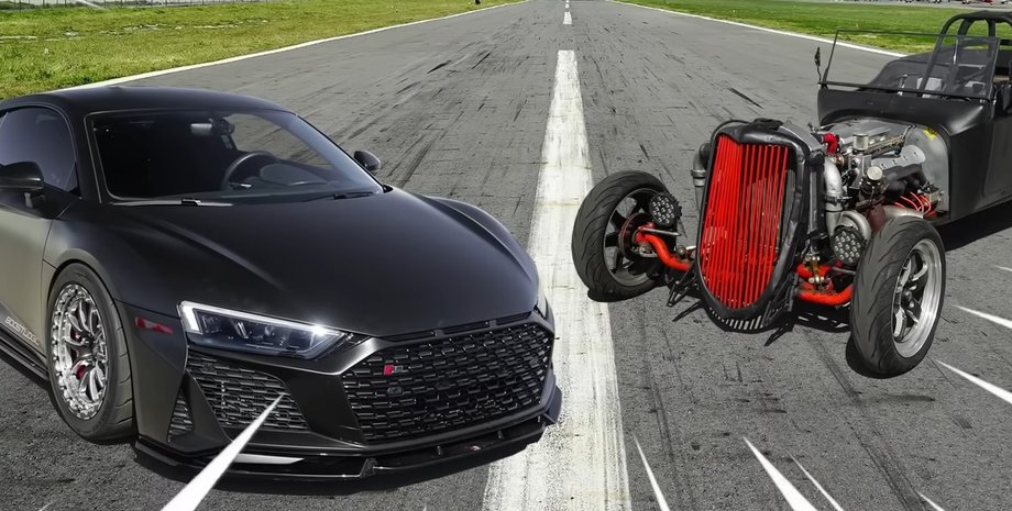 Audi, Audi R8, Ford, Ford Model T, Гонки, Заезд, Драг-рейсинг, Авто, Автомобили, Тюнинг, Видео, Блогеры, Суперкары