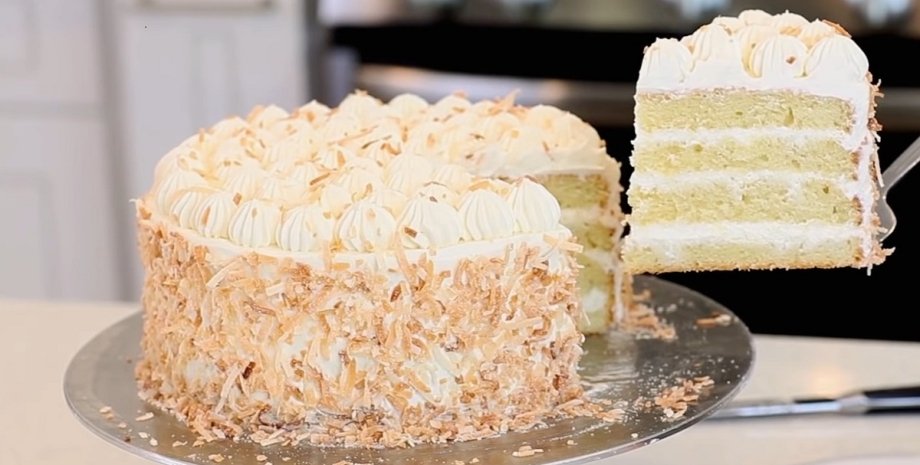 Кокосовый торт, торт с кокосом, вкусный торт, простой рецепт торта