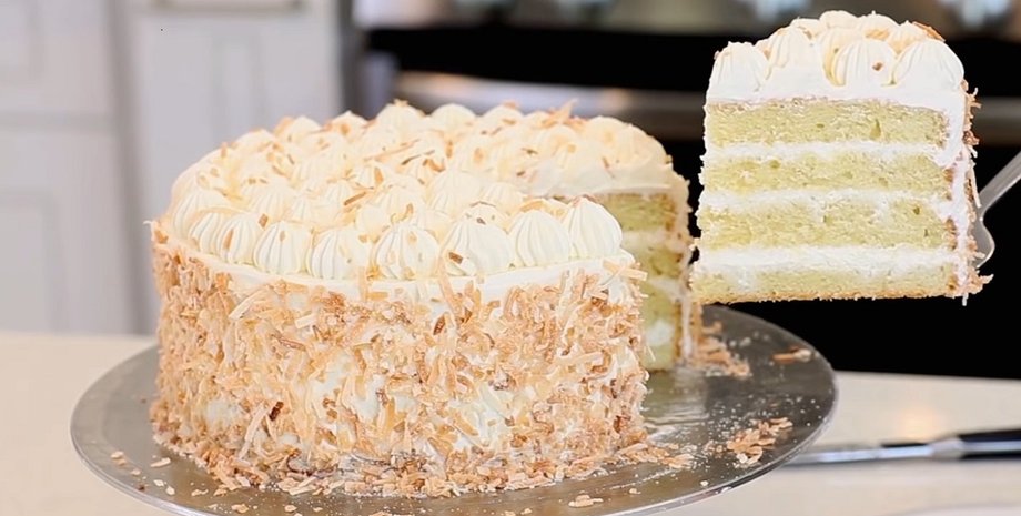 Кокосовый торт, торт с кокосом, вкусный торт, простой рецепт торта