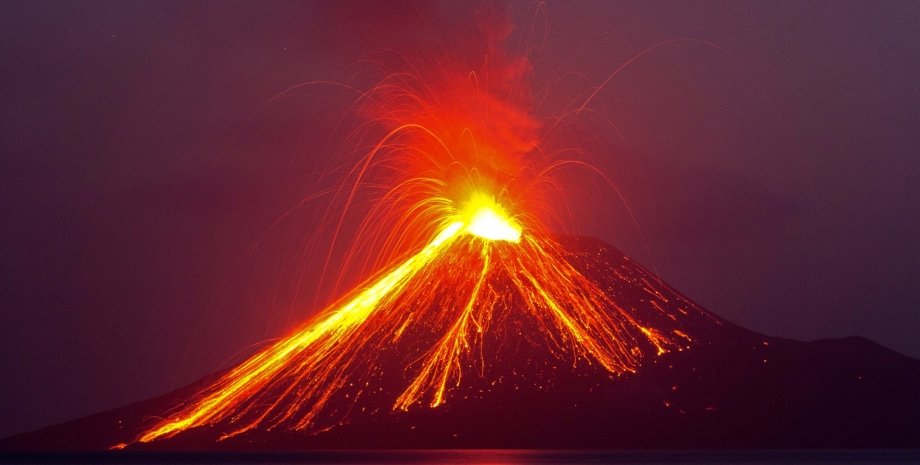 извержение вулкана, вулкан, лава, фото