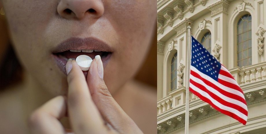 Таблетки, США, флаг, конгресс, таблетки против аборта, женщина,