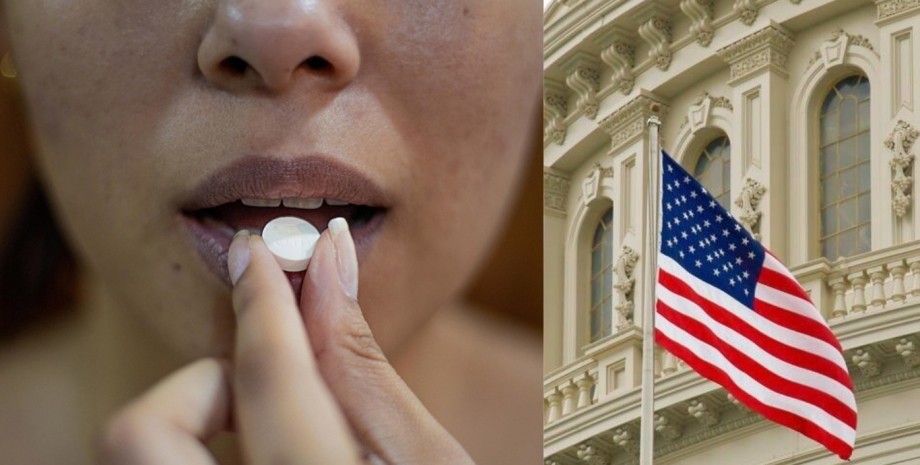 Таблетки, США, флаг, конгресс, таблетки против аборта, женщина,