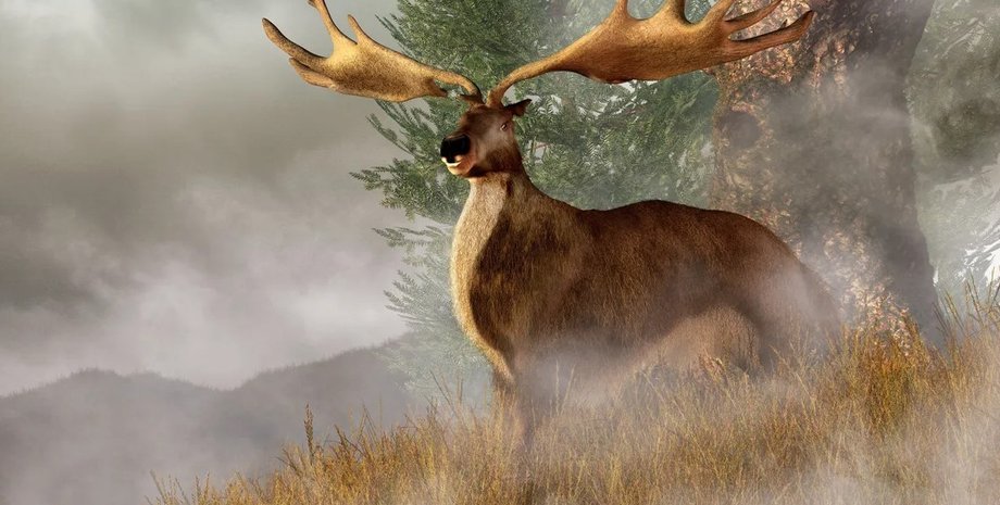 ирландский лось, самые большие рога