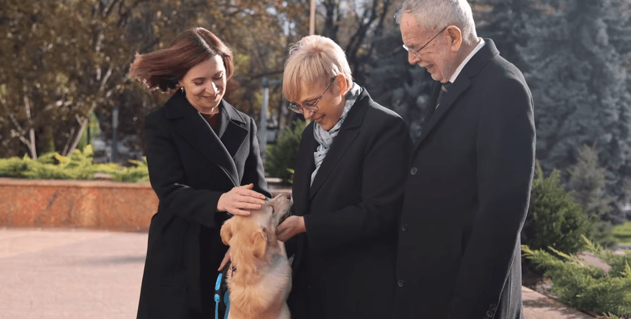 Майя Санду, Наташа Пирц-Мусар, Александр Ван дер Беллен, Кишинев, Молдова, собака, фото