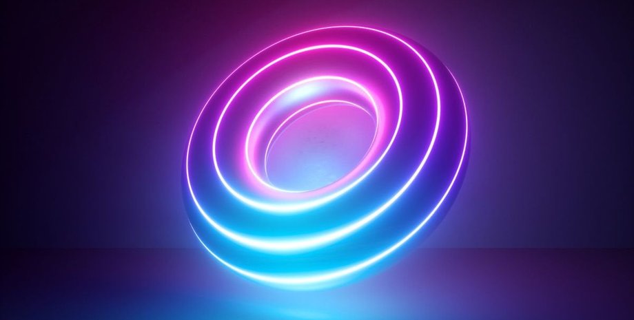 пончик, неоновый свет, иллюстрация