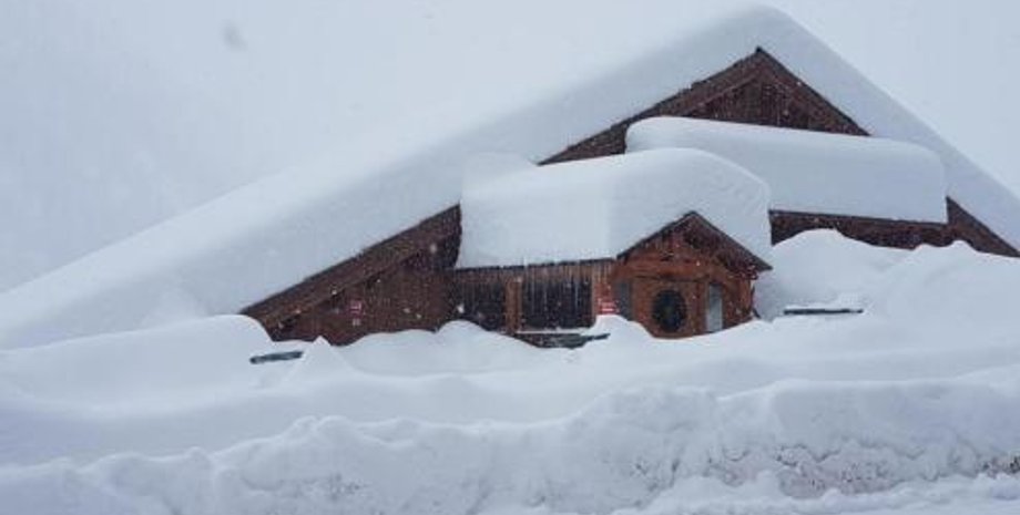 дом, снег, снегопад