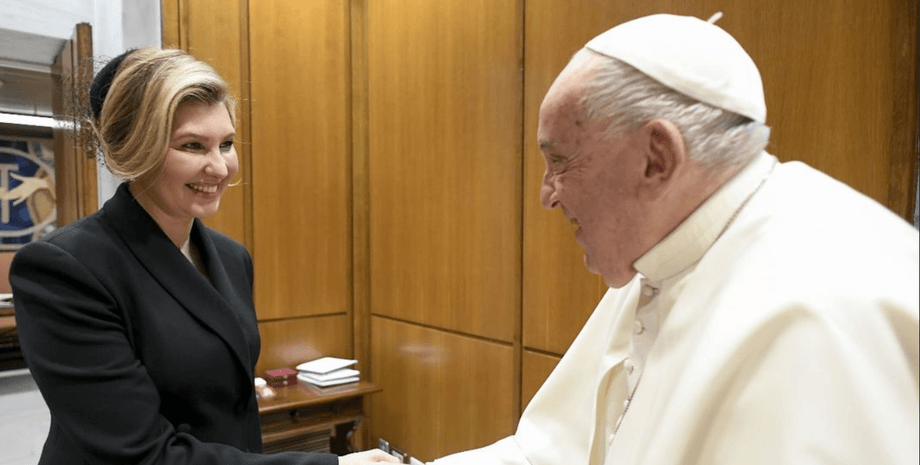 Олена Зеленська та Папа Римський, олена зеленська у Ватикані, олена зеленська стиль, перша леді, дружина зеленського