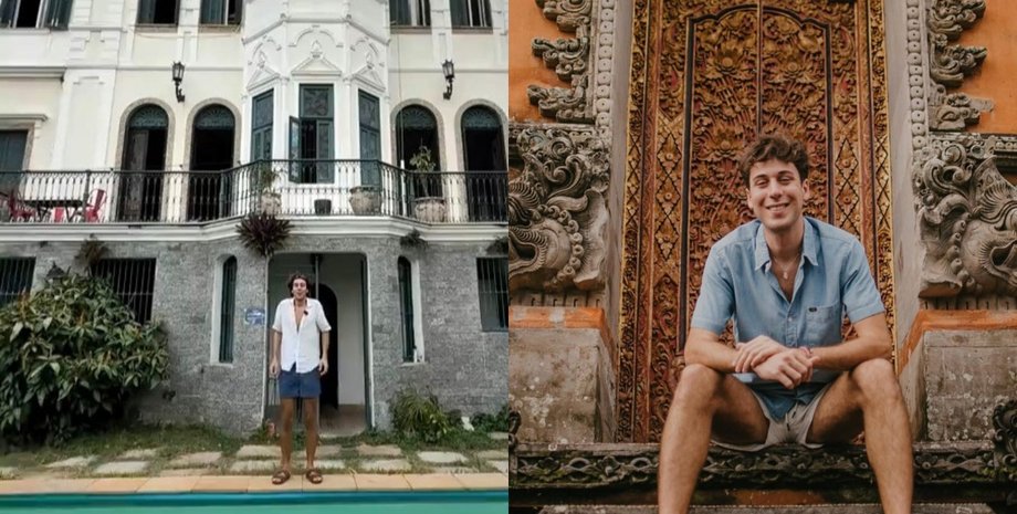 Турист живе в замку, безкоштовне житло, турист подорожує безкоштовно, замок у Бразилії, величезний замок, не платить за житло, не платить за оренду, волонтер