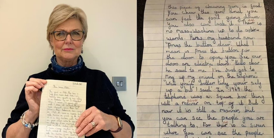Британка держит найденное письмо школьницы 1969 года с удивительно точными предсказаниями технологий будущего