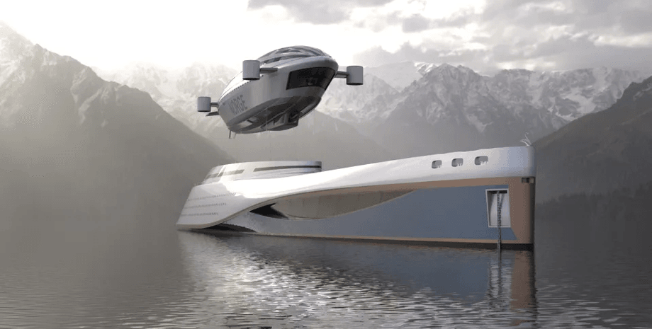 Проект яхти, Colossea, концептуальний проект, дирижабль, дизайн, дорога яхта, суперяхта, подорожі, конструкція яхти