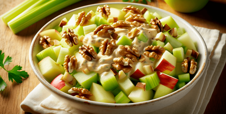 салат салат, закуска, еда, блюдо, орехи, сельдерей