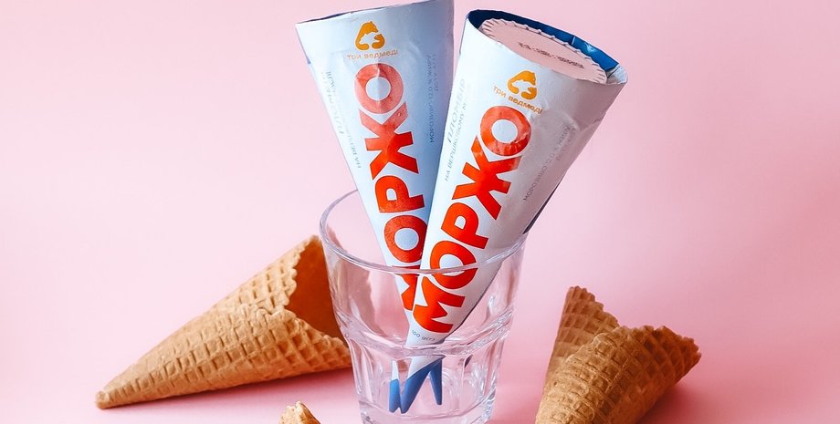 Мороженое пломбир МОРЖО в вафельном сахарном рожке