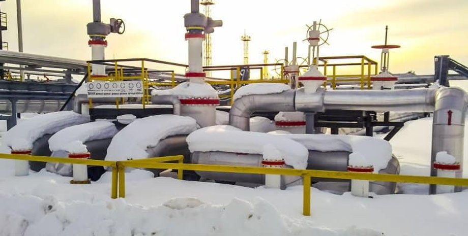 газопровод, снег, зима